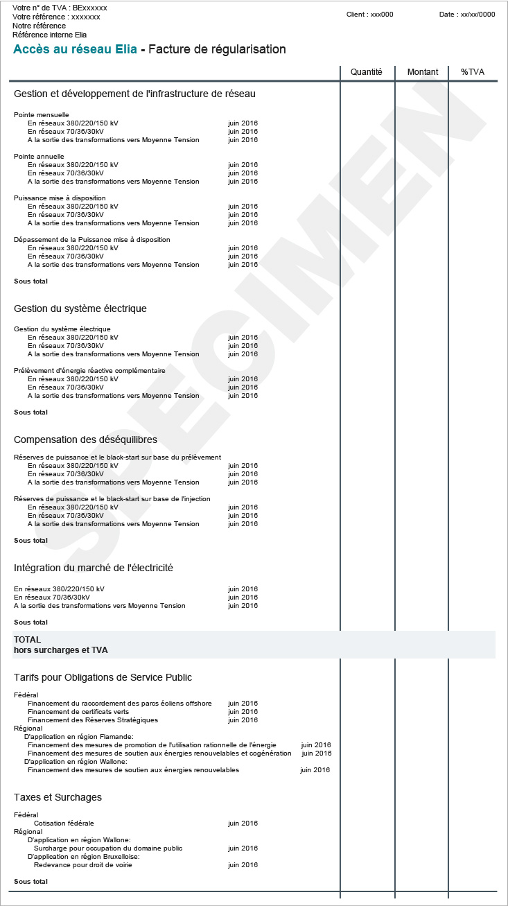 Accès facture de régularisation