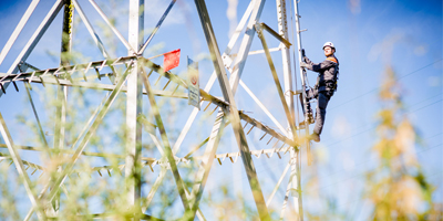 Person on a pylon