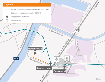 Kaart van ondergrondse stroomkabels