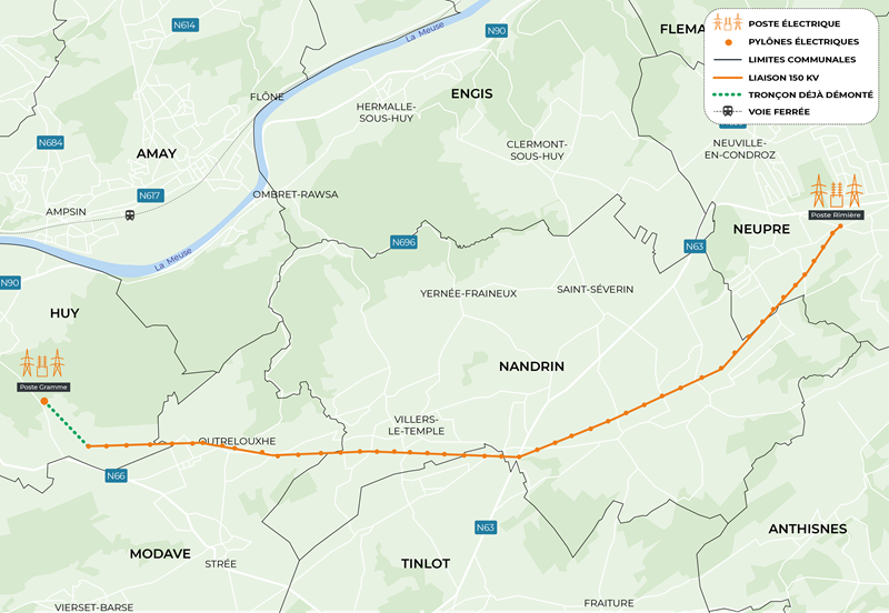 route Gramme-Rimière 150kV high-voltage line